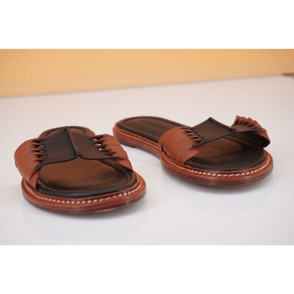 Ulla Johnson Ameya Black Brown Twisted Leather Slide Sandal 37 New Flat $420 - Picture 8 of 12